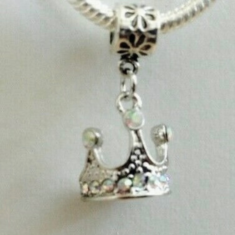 “Princess Crown” Dangling Charm Bead For European Style Charm Bracelets